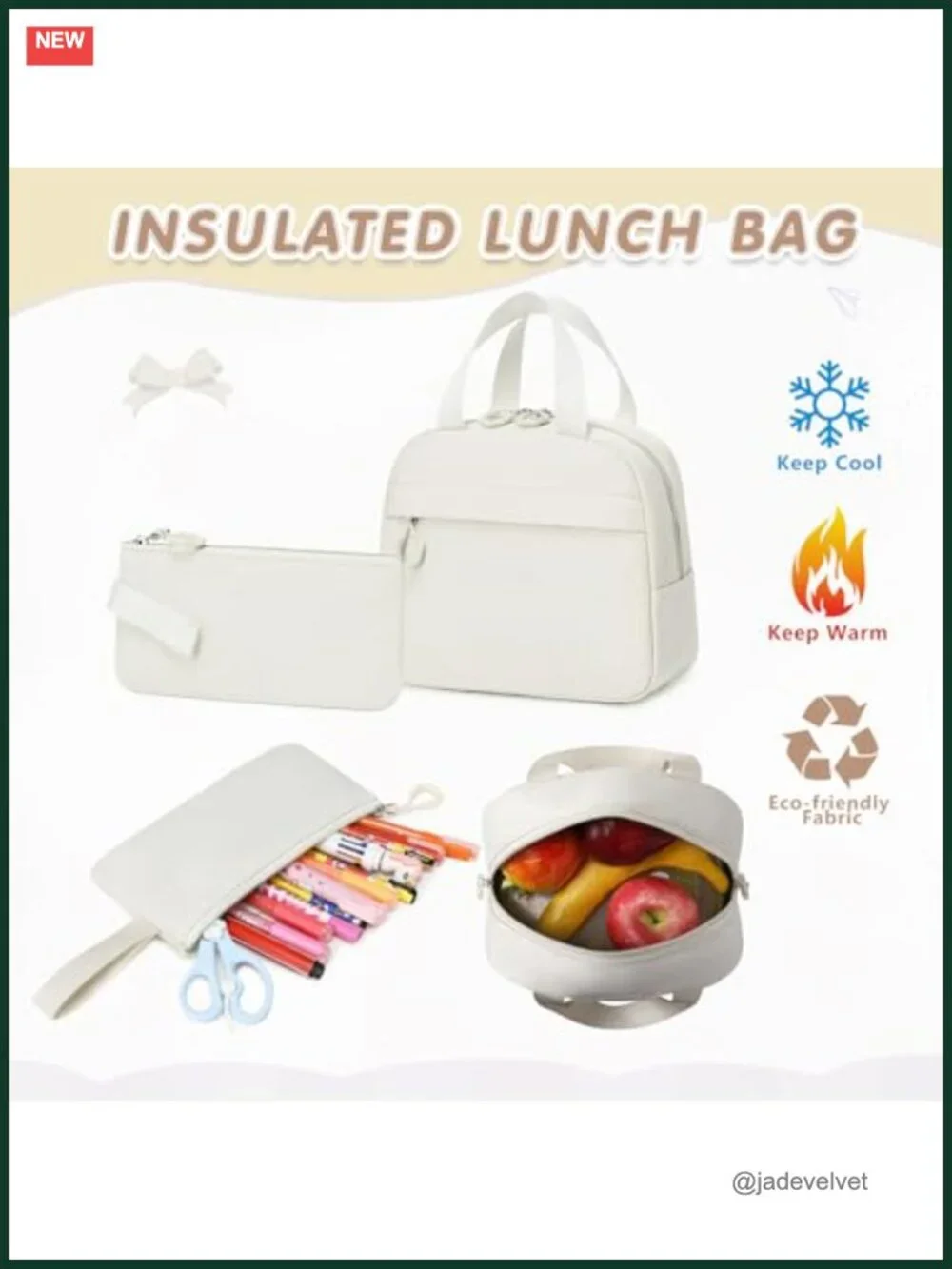 17in Waterproof Backpack with Lunch Bag & Pencil Case Set